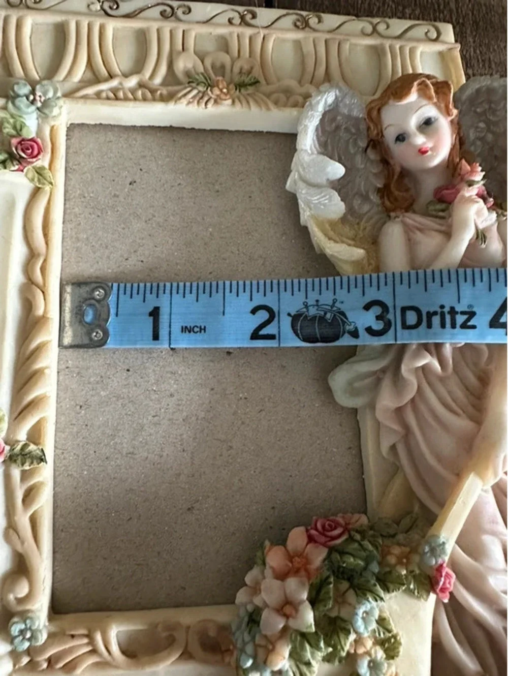 Angel Garden Floral Resin Picture Frame 3.5x5 Pink Roses Cottagecore AS IS